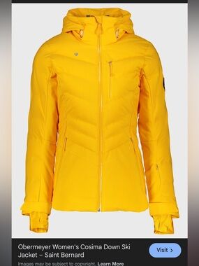 Obermeyer Women's Cosima Down Ski Jacket - Yellow, size 6